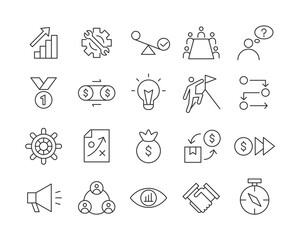 Startup Icons - Vector Line. Editable Stroke.