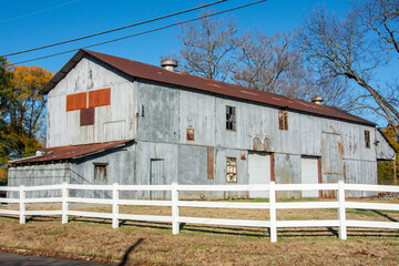 Old and abandoned wooden Cotton Gin Plant in Hernando, Mississippi, USA