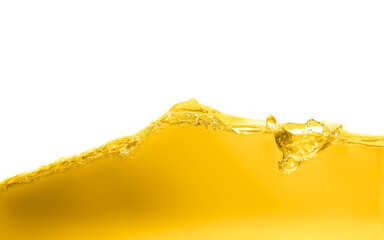 Vegetable oil ripple surface, bubbles on white background