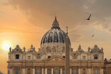 St. Peter's Basilica in Via della Conciliazione in Rome. Vatican City Rome Italy. Roman...