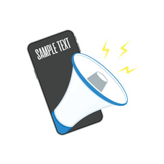 Smartphone with megaphone and place from text.