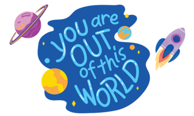 You are out of this world Graphic design with cosmic  | Print on demand | T-shirt design | Kids Fashion