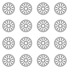 seamless pattern of sunflowers in lines