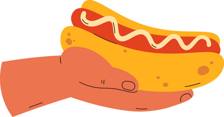 Hand Holding Hot Dog