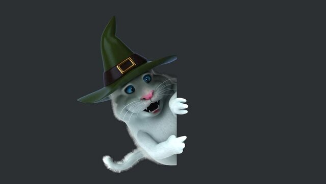Fun 3D cartoon witch cat (with alpha channel included)