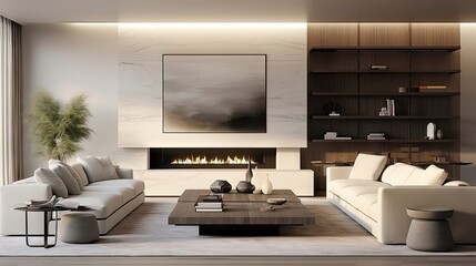 Sleek Elegance: A Minimalistic Living Room Showcase. Generative AI 7