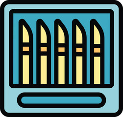 Material tool pot icon outline vector. Art studio. Artist paint color flat