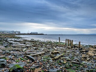 Shore at low tide near the Port of Ayr, Ayrshire