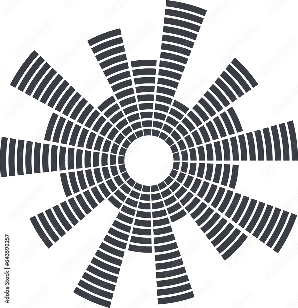 Poster circle sound wave. audio music equalizer. round circular icon. spectrum radial pattern and frequency