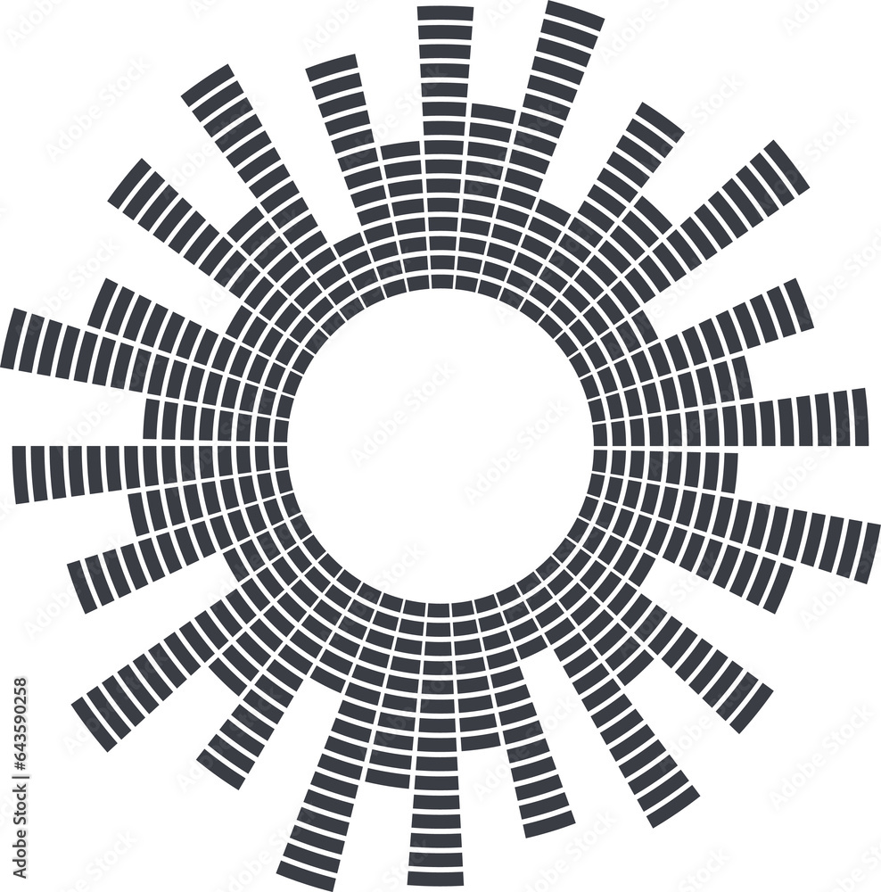 Poster circle sound wave. audio music equalizer. round circular icon. spectrum radial pattern and frequency
