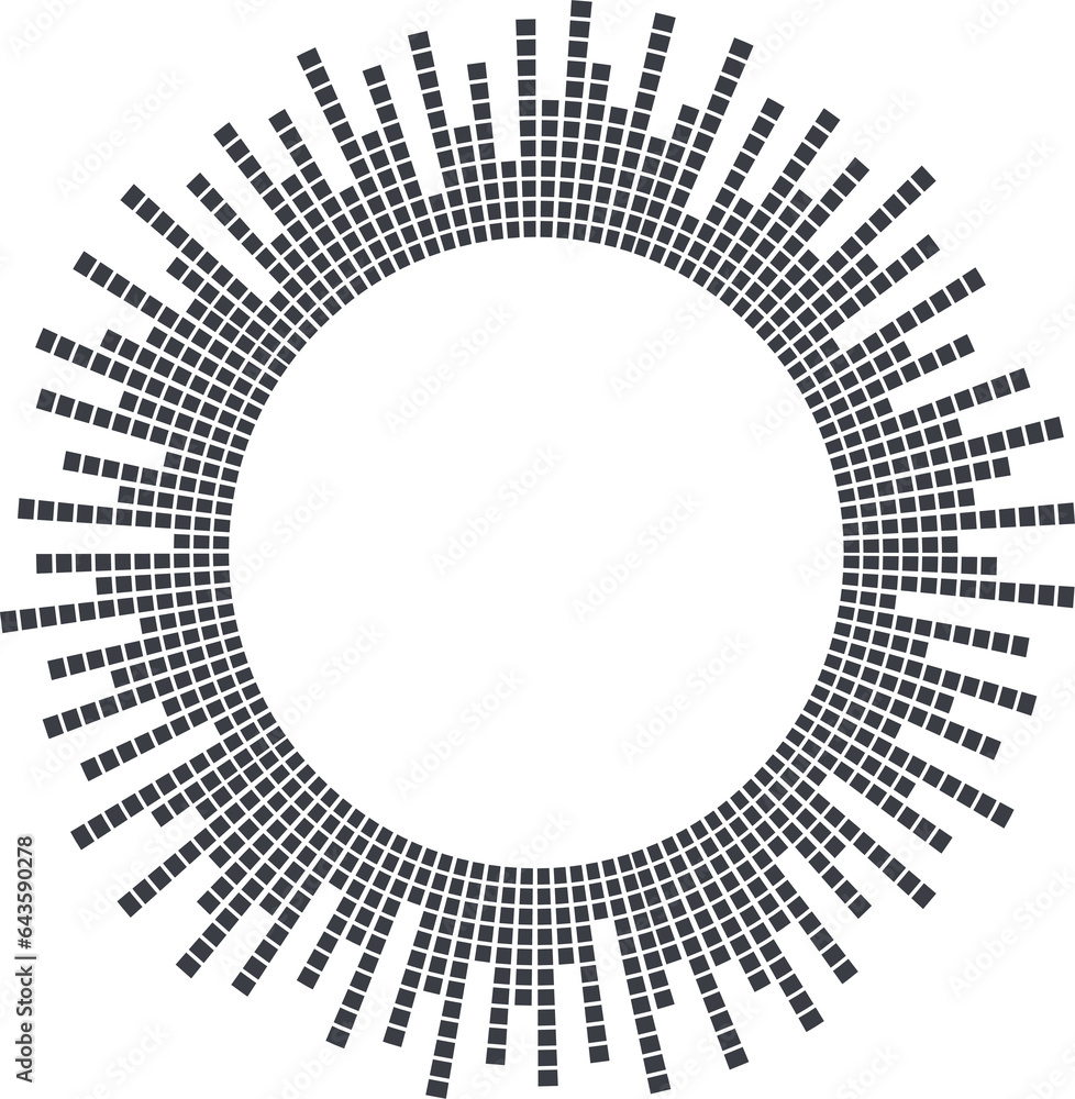 Poster circle sound wave. audio music equalizer. round circular icon. spectrum radial pattern and frequency