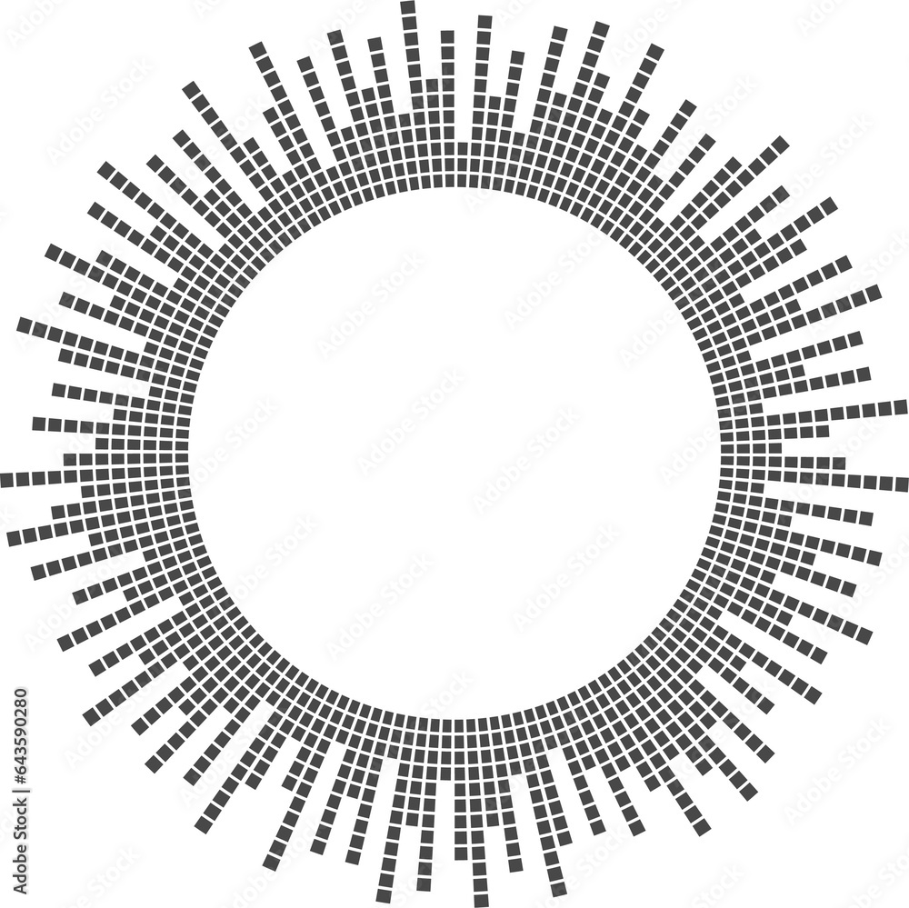 Poster circle sound wave. audio music equalizer. round circular icon. spectrum radial pattern and frequency