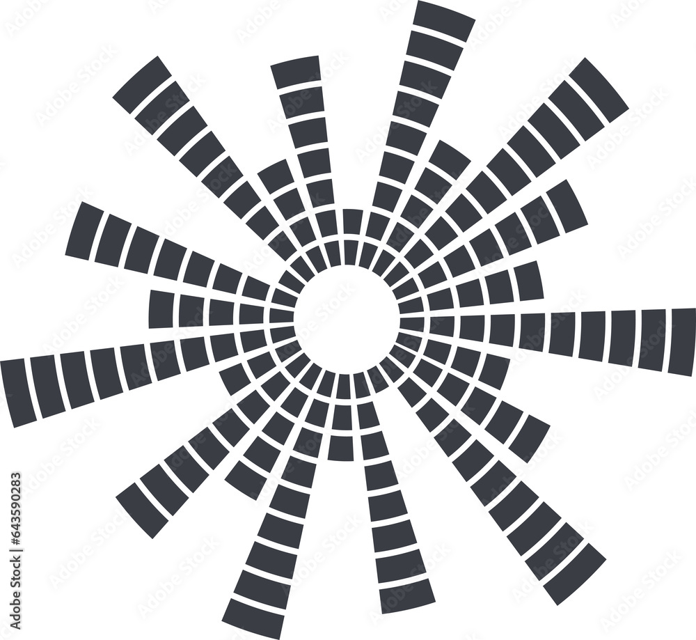 Poster circle sound wave. audio music equalizer. round circular icon. spectrum radial pattern and frequency