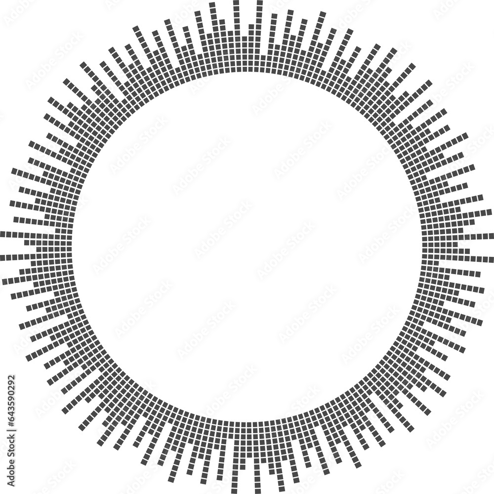 Poster circle sound wave. audio music equalizer. round circular icon. spectrum radial pattern and frequency