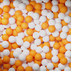 Variety of brightly colored ping pong balls. Endless supply of ping pong balls.
