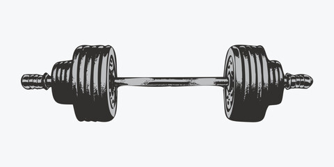 Vintage retro powerlifting bodybuilding gym fit sport barbell. Helathy strong inspiration. Graphic Vector.