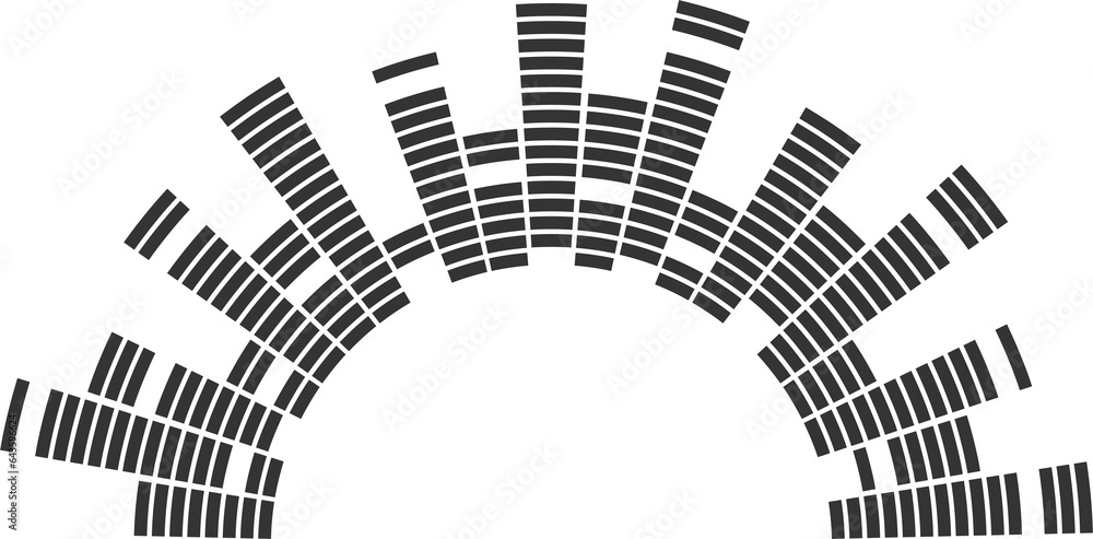 Aufkleber semicircle sound wave. audio music equalizer. round circular icon. spectrum radial pattern and frequ