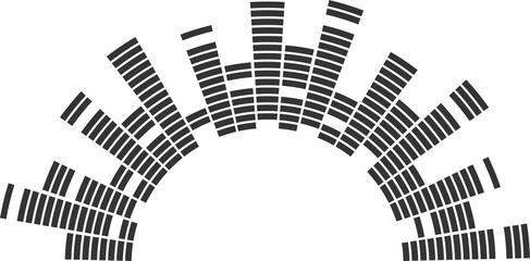 Semicircle sound wave. Audio music equalizer. Round circular icon. Spectrum radial pattern and...