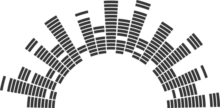 Semicircle sound wave. Audio music equalizer. Round circular icon. Spectrum radial pattern and frequency frame. - Powered by Adobe