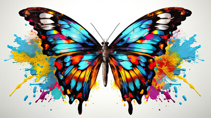 Colorful painted butterfly with wings spread out flying