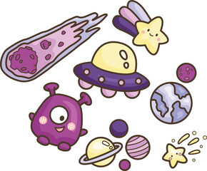 a vector of many items related to space and galaxy