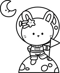 a vector of a moon with a rabbit