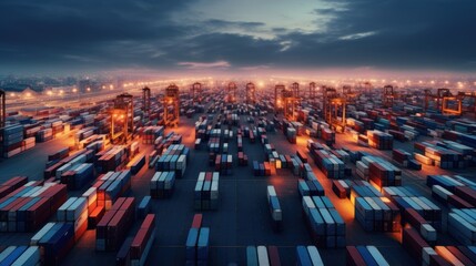Fototapeta premium Cargo business, cargo container at cargo site, supply chain and logistic industry.