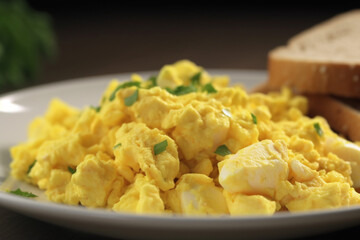 A plate of scrambled egg generative AI