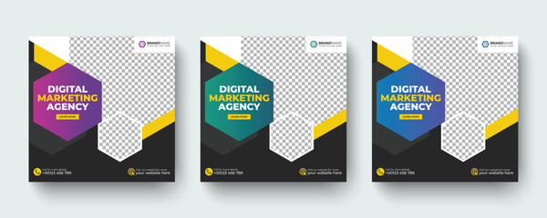 Digital marketing promotional social media post or web banner ad template. Business marketing social media post, web banner, ad design template.