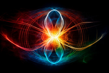 Vibrant energy portals on black background