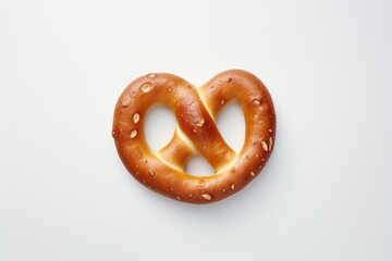 Single pretzel Isolated on a white background. Generative AI