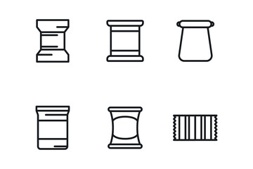 Snack pack icons set outline vector. 