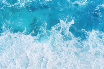 Aerial view of blue ocean water surface texture background. Top view.Generative AI - obrazy, fototapety, plakaty