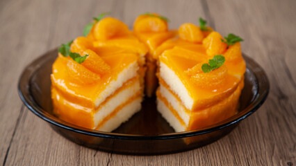Refreshing orange sponge layer cake