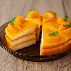 Refreshing orange sponge layer cake