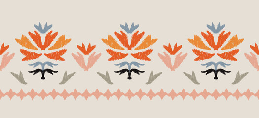 Fototapeta na wymiar Motif ethnic handmade beautiful Ikat art. Ethnic abstract floral orange background art. folk embroidery, Peruvian, Indian, Asia, Moroccan, Turkey, and Uzbek style. Aztec geometric art ornament print.