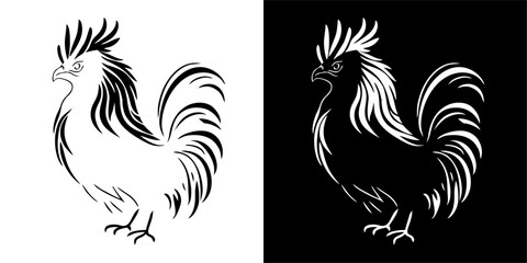 Illustration Vector Graphic of Rooster Icon. Black icon. Silhouette