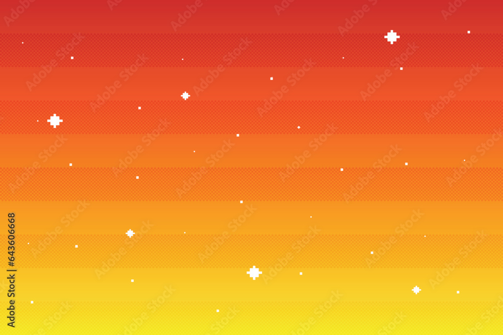 Wall mural Sky with stars.background in pixel art. Vector illustration.