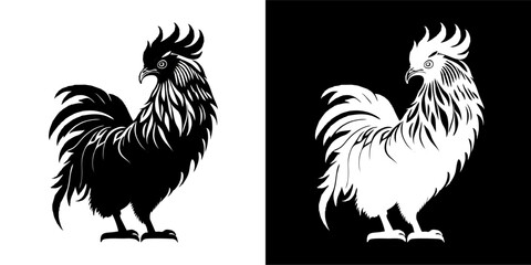 Fototapeta na wymiar Illustration Vector Graphic of Rooster Icon. Black icon. Silhouette