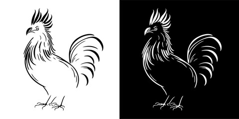 Illustration Vector Graphic of Rooster Icon. Black icon. Silhouette