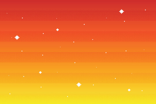 Sky with stars.background in pixel art. Vector illustration.