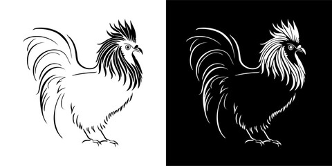 Illustration Vector Graphic of Rooster Icon. Black icon. Silhouette