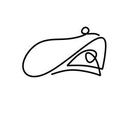 draw one continuous line of beret. sassy headdress