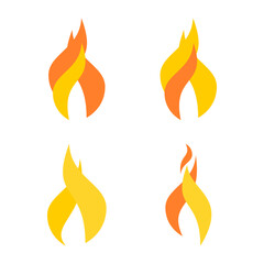 Vector flame, fire illustration set or collection.