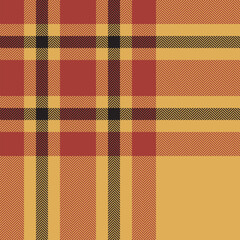 Plaid check pattern in orange and red colors. Seamless fabric texture. Tartan textile print.