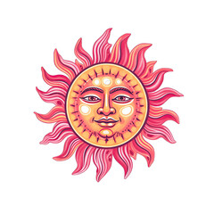 Obraz premium A Vintage Sun Illustration isolated on a transparent background - Generative AI