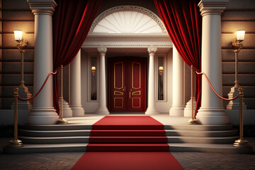 VIP luxury entrance with red carpet generative ai