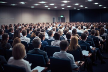 lecture hall for training, meeting room full of people or students participating in business training, seminar