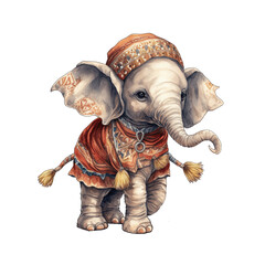 Obraz premium An elephant, boho hippie illustration - Generative AI