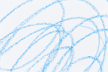 Wax crayon hand drawing blue background
